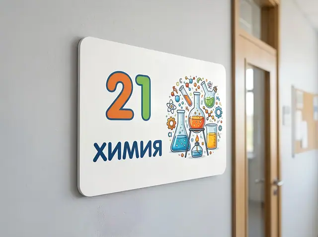 Т-033 · Табличка школьного кабинета с предметной иллюстрацией