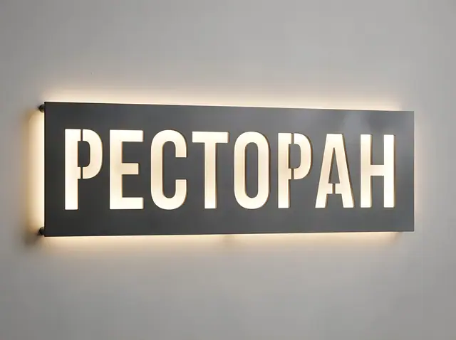 Т-075 · Табличка со сквозной резкой и контражурной подсветкой