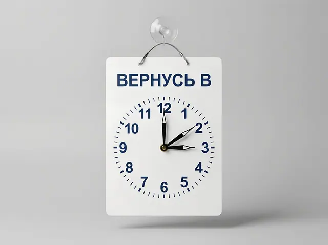 Т-063 · Табличка «Вернусь через…» со стрелками часов