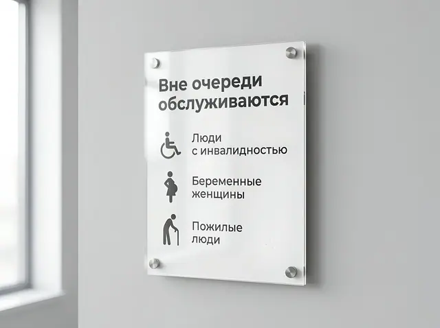 Т-106 · Табличка «Вне очереди обслуживаются»