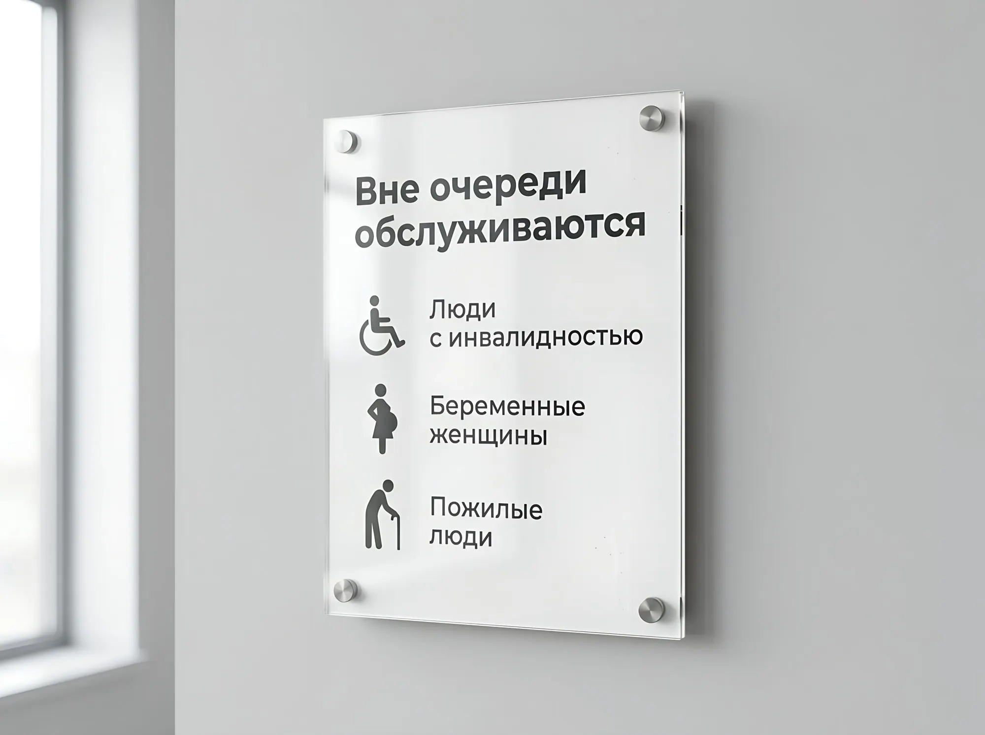 Табличка «Вне очереди обслуживаются», Т-106