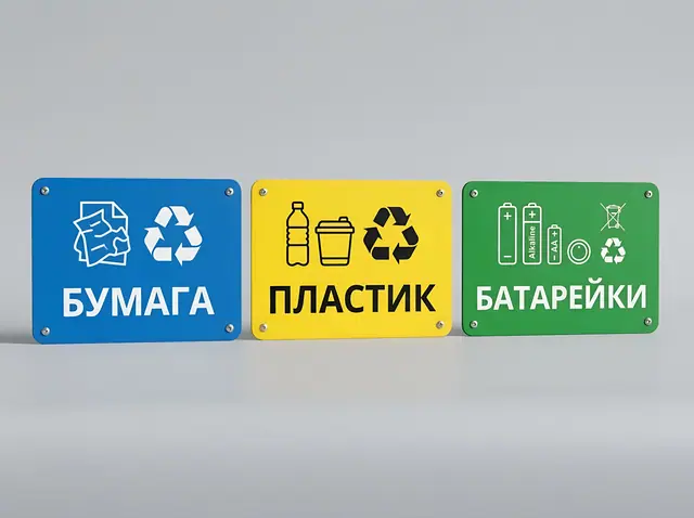 Т-059 · Таблички и наклейки для раздельного сбора в офисе