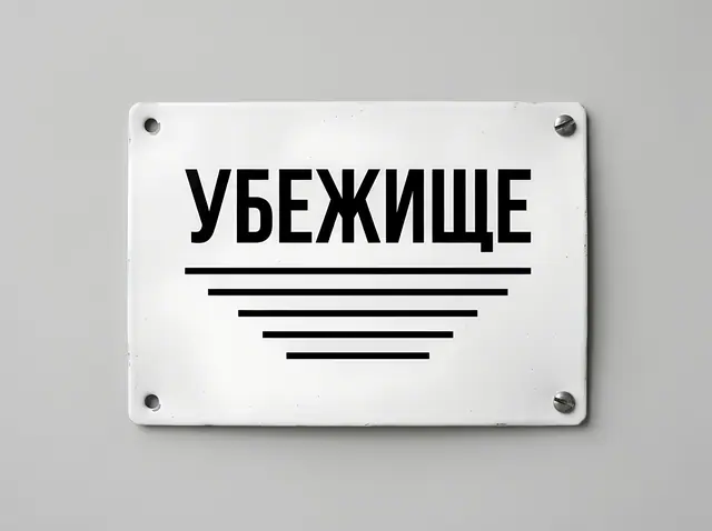 Т-022 · Таблички на здание: «Убежище», «Капитальный ремонт», о принадлежности здания