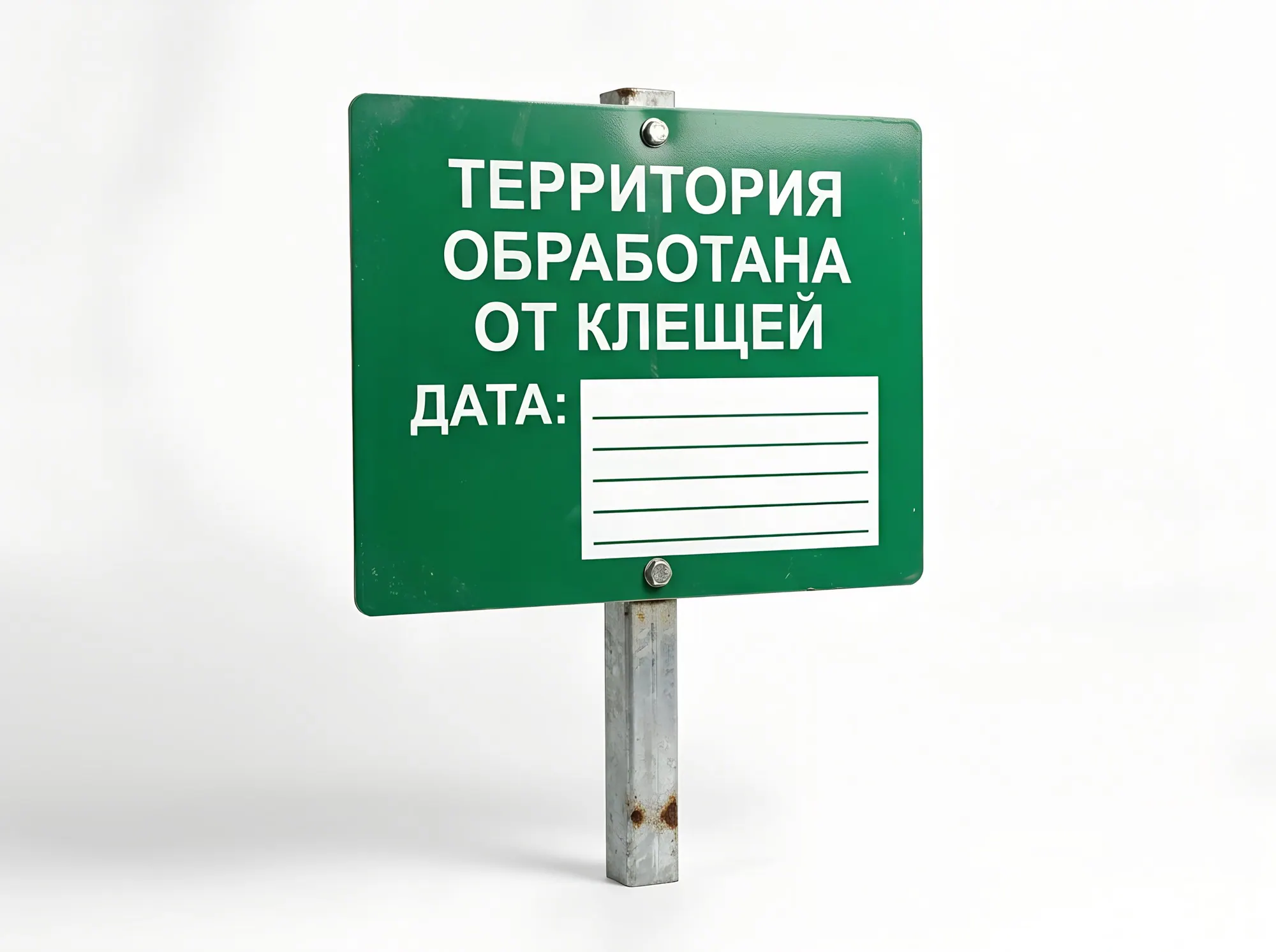 Санитарные таблички: под антисептик, «Территория обработана от клещей», Т-025