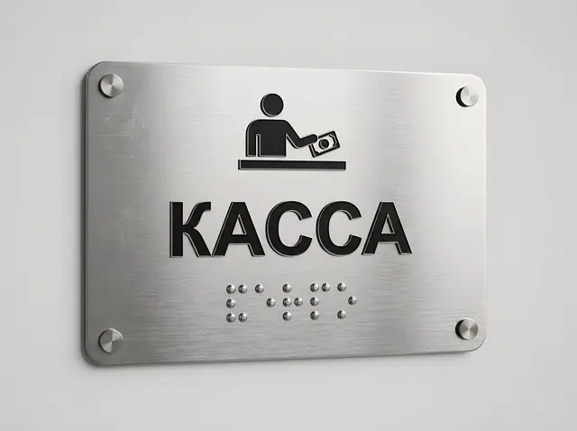 К-020 · Тактильная табличка из нержавеющей стали