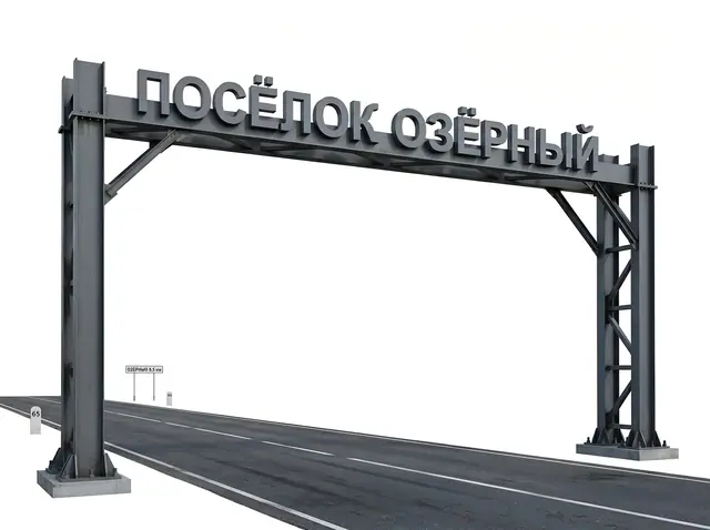 П-020 · Въездная арка-портал с названием