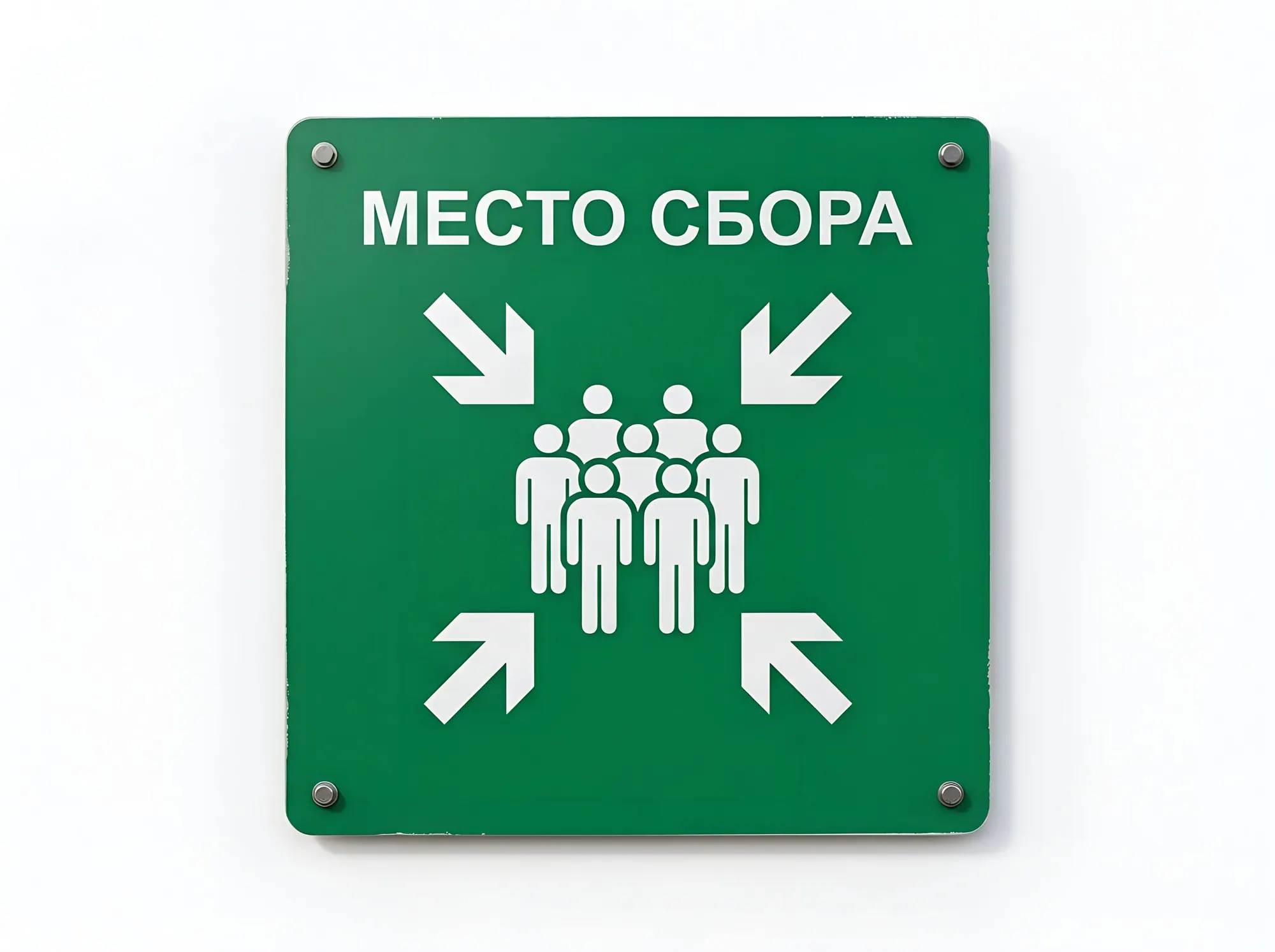 Знак «Место сбора при эвакуации» на стойке, Э-025